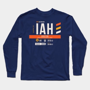 Vintage Houston IAH Airport Code Travel Day Retro Air Travel Long Sleeve T-Shirt